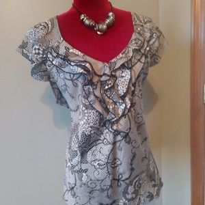 XL black and white Worthington dressy top